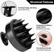 Head Cleansing & Scalp Massage Brush – Soft Bristles for Wet & Dry Use (Black color)