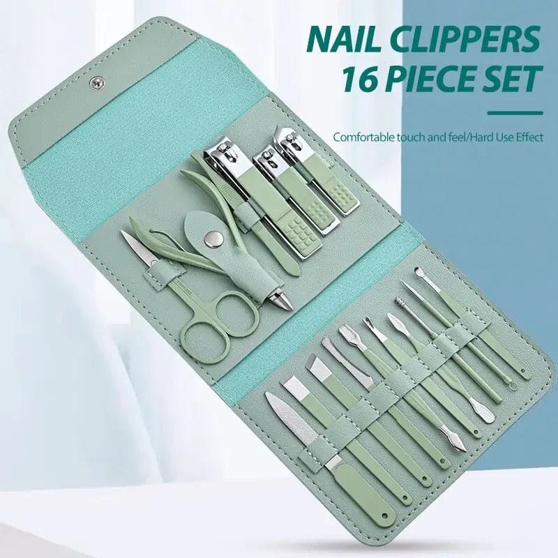 16 PCS Stainless Steel Manicure Pedicure Set | Professional Nail Care Kit | Free Home Delivery