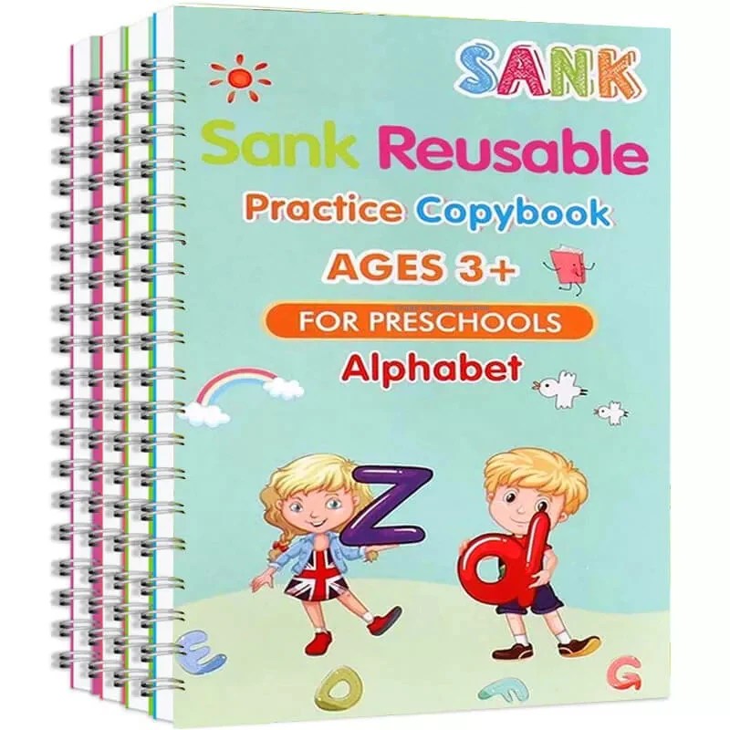 Kids Magic Practice Book (4 Books + 1 Pen + 1 Grip + 10 Refill)
