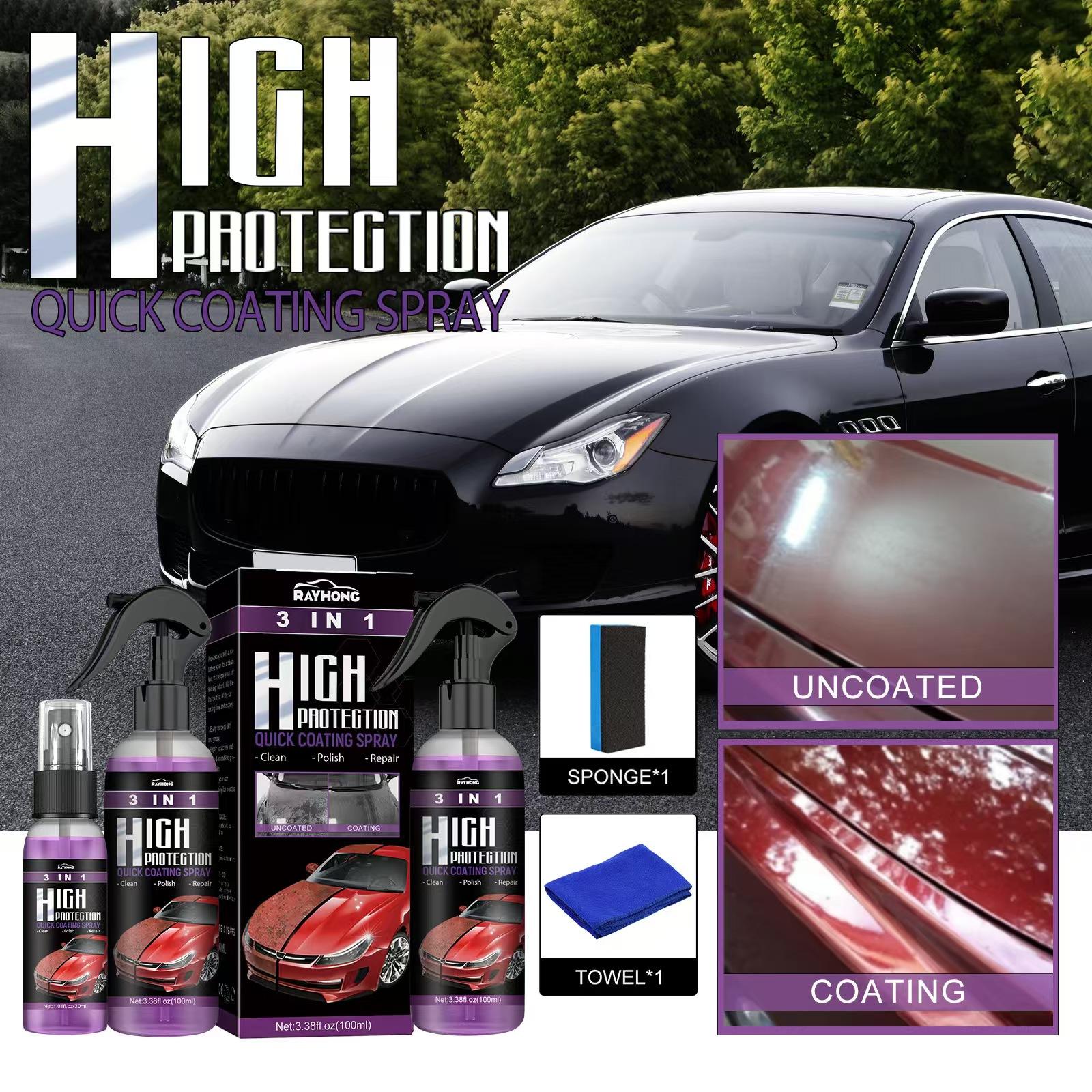 Premium Quality 3 In 1 High Protection Quick Car Coating Spray 🔥| Buy 1 Get 1 Free